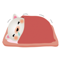 風邪をひいて寝込む猫